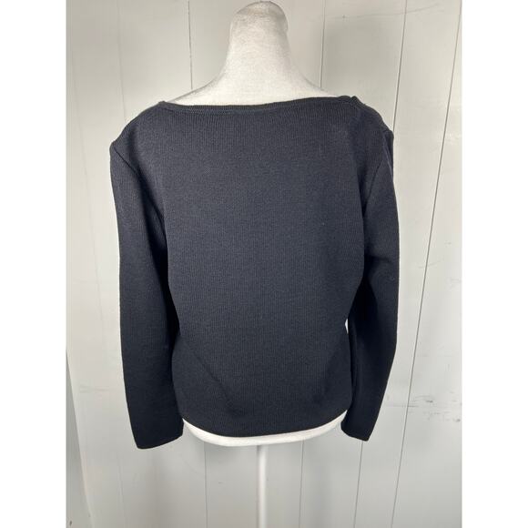 St. John Basics women’s black pullover sweater with crystal buttons. Size 6 - Picture 2 of 6